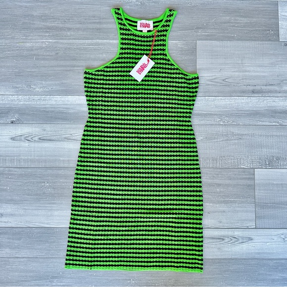 Solid and Striped Green Sia Mini Dress Swimsuit Coverup - Picture 1 of 11